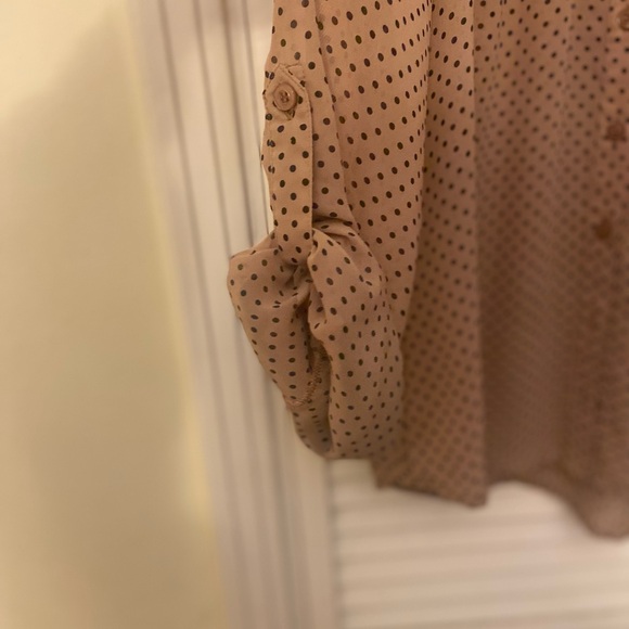 Long sleeve polka dot sheer button down shirt - Picture 8 of 9